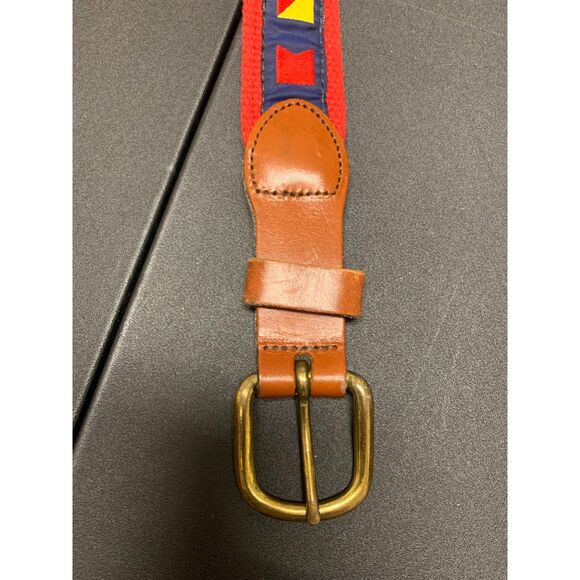 Mens Teens Leather Man LTD Belt Nautical Code Flag Leather Fabric Canvas Size 28 - Picture 6 of 12